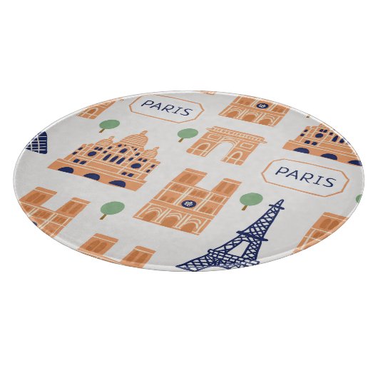 Pariser Sehenswürdigkeiten Vintag Nahtlose Illustr Schneidebrett (Ecke)