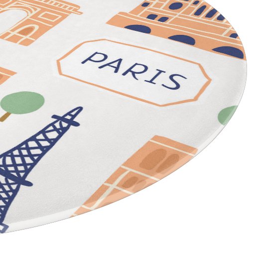 Pariser Sehenswürdigkeiten Vintag Nahtlose Illustr Schneidebrett (Ecke)
