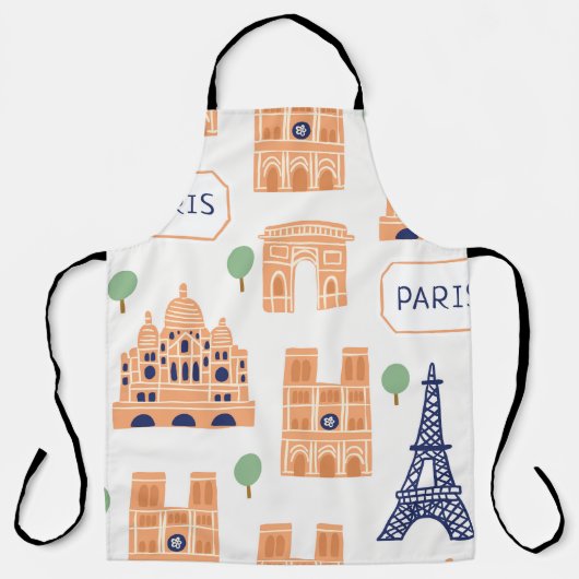 Pariser Sehenswürdigkeiten Vintag Nahtlose Illustr Schürze (Vorderseite)