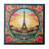 Pariser Sonnenuntergang Eifel Tower Paris Französi Fliese (Vorderseite)
