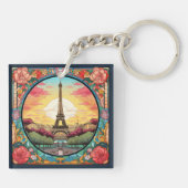 Pariser Sonnenuntergang Eifel Tower Paris Französi Schlüsselanhänger (Rückseite)