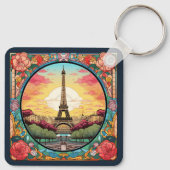 Pariser Sonnenuntergang Eifel Tower Paris Französi Schlüsselanhänger (Rückseite)