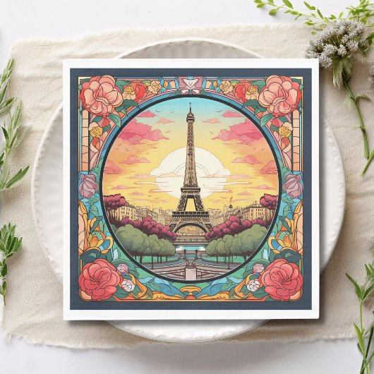 Pariser Sonnenuntergang Eifel Tower Paris Französi Serviette