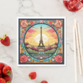 Pariser Sonnenuntergang Eifel Tower Paris Französi Serviette (Beispiel)