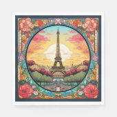 Pariser Sonnenuntergang Eifel Tower Paris Französi Serviette (Vorderseite)
