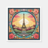 Pariser Sonnenuntergang Eifel Tower Paris Französi Serviette (Vorderseite)