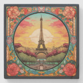Pariser Sonnenuntergang Eifel Tower Paris Französi Steinuntersetzer (Vorderseite)