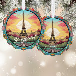 Pariser Sonnenuntergang Eiffelturm Paris Französis Ornament Karte<br><div class="desc">Die Pariser Sonnenuntergang-Eiffelturm Paris Französische Frankreich Blumenausstattungskarte bietet einen Pariser Sonnenuntergang im Art Deko-Stil mit dem Eiffelturm in einem kühlen,  blumengeschmückten Rahmen. Erstellt von Evco Studio www.zazzle.com/store/evcostudio</div>
