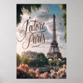 Pariser Sonnenuntergang mit Eiffelturm Poster (Vorne)