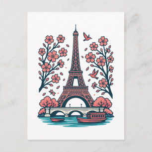 Pariser Souvenir Eiffelturm Paris Kirschbaum Feiertagspostkarte