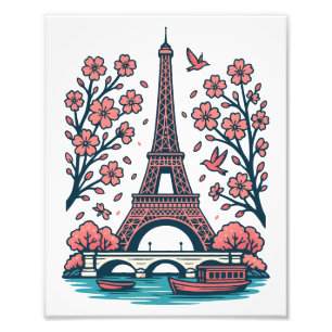 Pariser Souvenir Eiffelturm Paris Kirschbaum Fotodruck