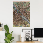 Pariser Stadtplan alt Poster (Heimbüro)