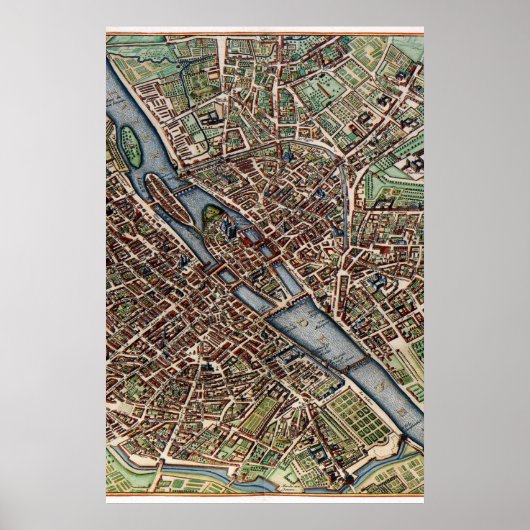 Pariser Stadtplan alt Poster (Vorne)