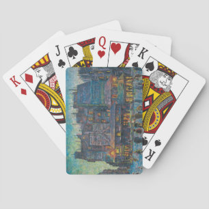 Pariser Straße bei Nacht erleuchtet (Französische Spielkarten