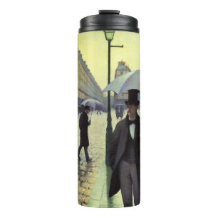 Pariser Straße im Regen von Gustave Caillebotte Thermosbecher