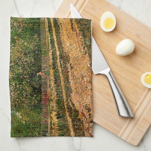 Pariser Straße mit Bauern von Vincent van Gogh Geschirrtuch (Viertel Falte)