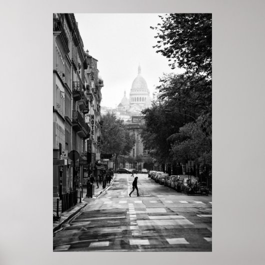 Pariser Straße und Sacre Coeur - Poster (Vorne)