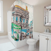 Pariser Straßenansicht des Theaters Wicked cafe p Duschvorhang (Beispiel)