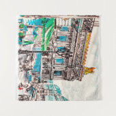 Pariser Straßenansicht des Theaters Wicked cafe p Wandteppich (Vorderseite (Horizontal))