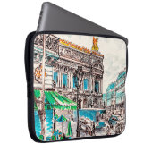 Pariser Straßenansicht des Theaters Wicked cafe pe Laptopschutzhülle (Vorne Rechts)