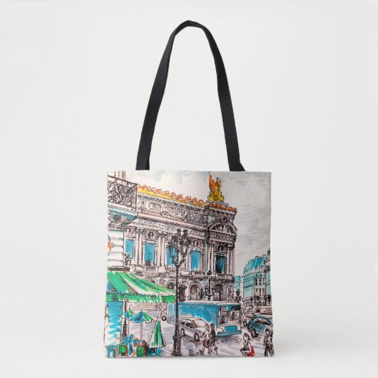 Pariser Straßenansicht des Theaters Wicked cafe pe Tasche (Vorderseite)