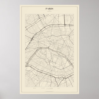Pariser Straßenkarte Poster