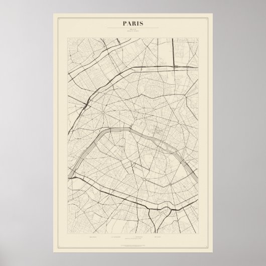 Pariser Straßenkarte Poster (Vorne)