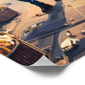 Pariser Straßenszene mit Eiffelturm Poster (Ecke)