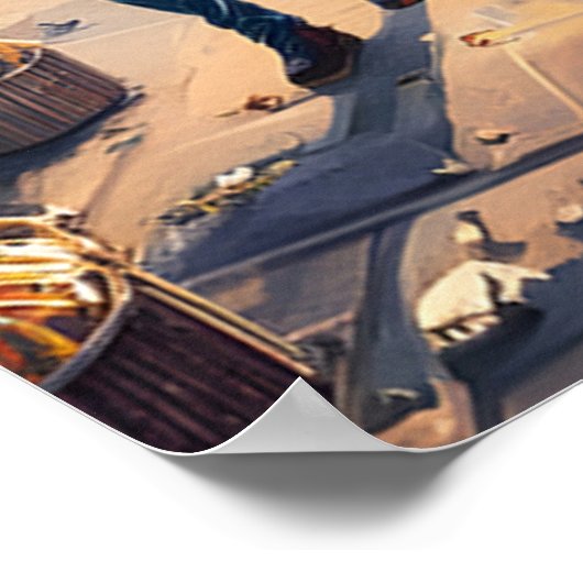 Pariser Straßenszene mit Eiffelturm Poster (Ecke)