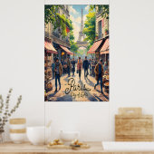Pariser Straßenszene mit Eiffelturm Poster (Küche)