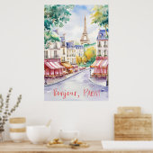 Pariser Straßenszene mit Eiffelturm Poster (Küche)