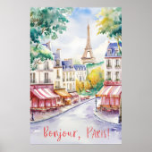 Pariser Straßenszene mit Eiffelturm Poster (Vorne)