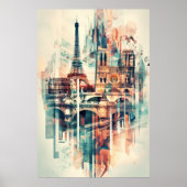 Pariser Symphonie: Eiffelturm und Notre-Dame Poster (Vorne)