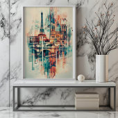 Pariser Symphonie: Eiffelturm und Notre-Dame Poster