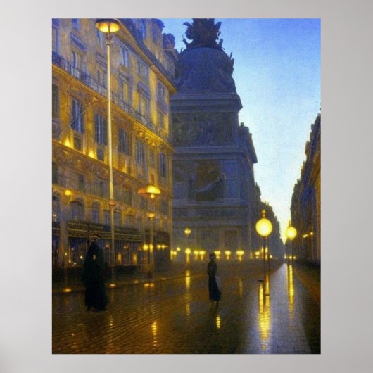 Pariser Tageslichtkunst regnen am frühen Morgen Poster (Vorne)