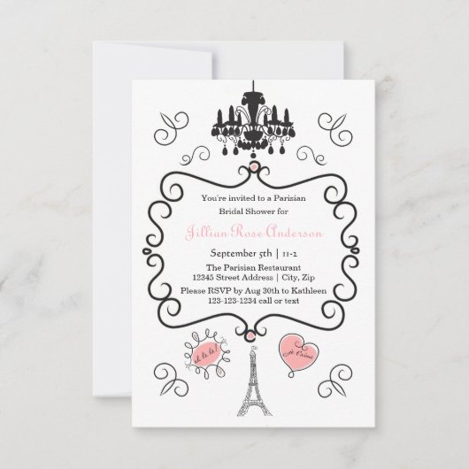 Pariser Themenbereich - 3x5 Bridal Dusche Einladun Einladung (Vorderseite)