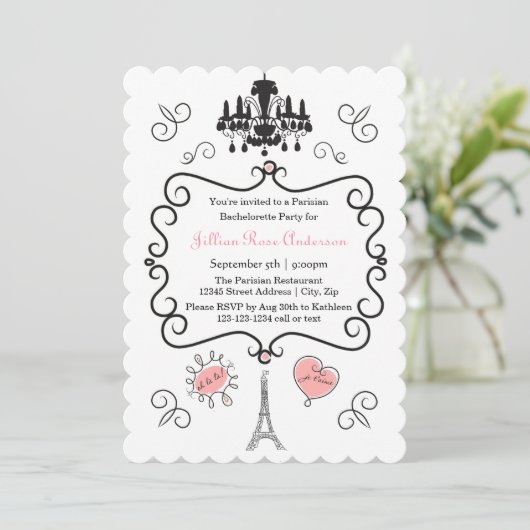 Pariser Themenbereich - Junggeselinnen-Abschied Ei Einladung (Stehend Vorderseite)