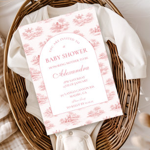 Pariser Toile Baby Shower Rosa Einladung