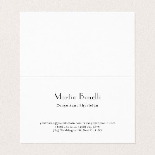 Pariser Trendy Minimalistisch Consultant Arzt Visitenkarten (Außenseite Aufgefaltet)