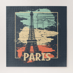 Pariser Typografie: abstraktes Eiffel-Turm-Plakat. Puzzle