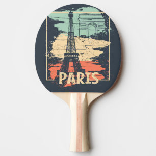 Pariser Typografie: abstraktes Eiffel-Turm-Plakat. Tischtennis Schläger