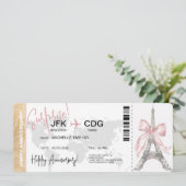 Pariser Überraschungsjubiläum Boarding Ticket Einladung (Stehend Vorderseite)