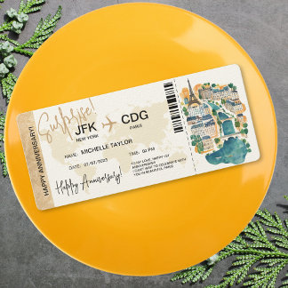 Pariser Überraschungsjubiläum Boarding Ticket Einladung