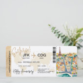 Pariser Überraschungsjubiläum Boarding Ticket Einladung (Stehend Vorderseite)