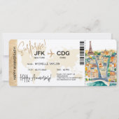 Pariser Überraschungsjubiläum Boarding Ticket Einladung (Vorderseite)
