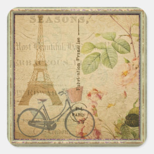 Pariser Vintag mit Eiffel Quadratischer Aufkleber