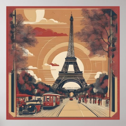 Pariser Vintage-Malerei Poster (Vorne)