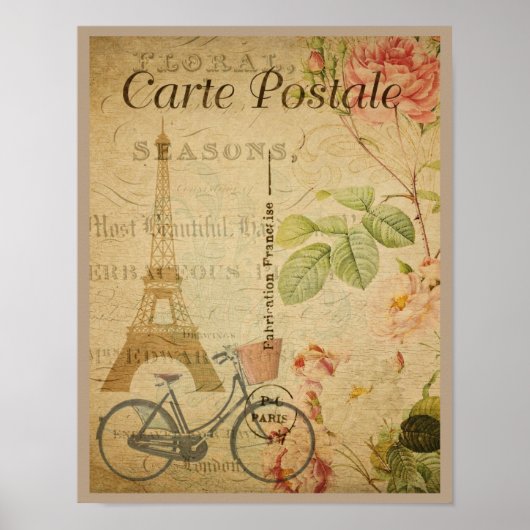 Pariser Vintage mit Eiffelturm Poster (Vorne)
