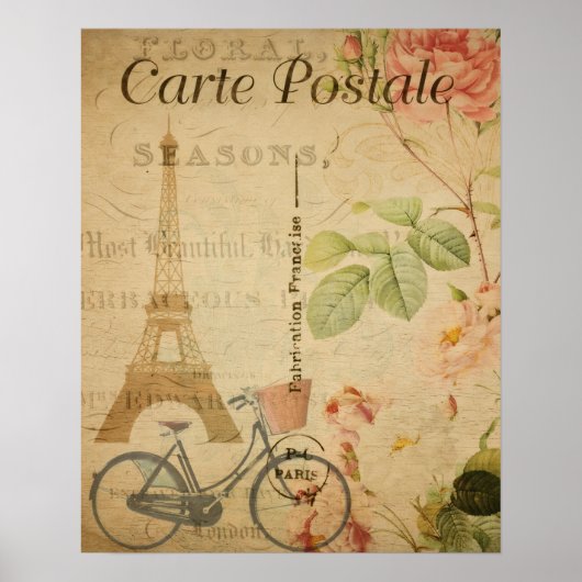 Pariser Vintage mit Eiffelturm Poster (Vorne)