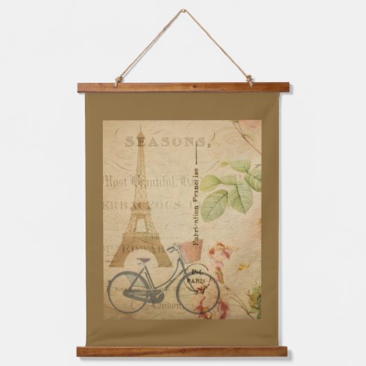 Pariser Vintage mit Eiffelturm Wandteppich Mit Holzrahmen (Vorderseite)